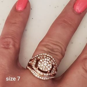 NEW 2 pc Rose Gold over brass ring sz 7